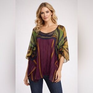 LARok Sheer Boho Tunic Top | Size M | Flowy Statement Blouse